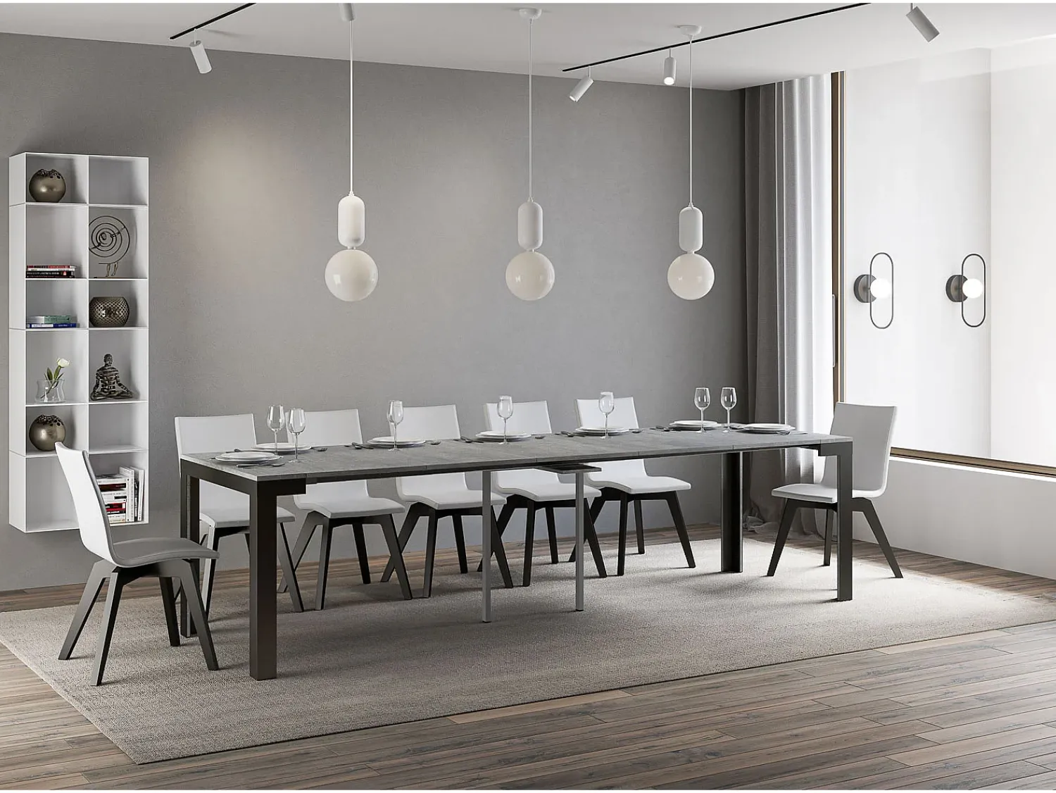 Hot ITAMOBY Mesa consola extensível 90x40/300 cm Linea Evolution Cimento quadro Antracite Cinzento
