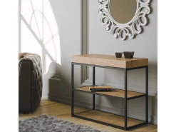 ITAMOBY Mesa consola extensível 90x40/196 cm Plano Small Carvalho Natural quadro Antracite^ Consola