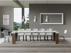 ITAMOBY Mesa consola extensível 90x40/300 cm Roxell Mix plano Cinza Branca - estrutura Nogueira^ Consola
