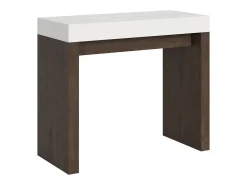 ITAMOBY Mesa consola extensível 90x40/300 cm Roxell Mix plano Cinza Branca - estrutura Nogueira^ Consola
