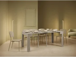 Consola*Ityhome Mesa consola extensível 90x42/302 cm Bora cimento Cinzento