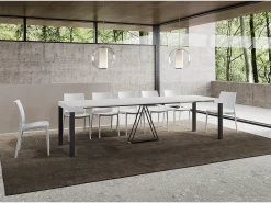 Consola*Ityhome Mesa consola extensível 90x40/300 cm Tiris cinza branca quadro antracite Branco
