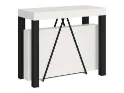 Consola*Ityhome Mesa consola extensível 90x40/300 cm Tiris cinza branca quadro antracite Branco