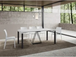 Consola*Ityhome Mesa consola extensível 90x40/300 cm Tiris cinza branca quadro antracite Branco