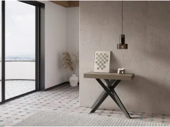 Consola|Ityhome Mesa consola extensível 90x40/300 cm Krack tortora pernas antracite Castanho