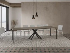 Consola|Ityhome Mesa consola extensível 90x40/300 cm Krack tortora pernas antracite Castanho