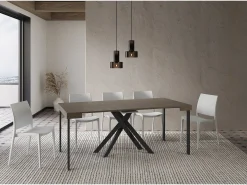 Consola|Ityhome Mesa consola extensível 90x40/300 cm Krack tortora pernas antracite Castanho
