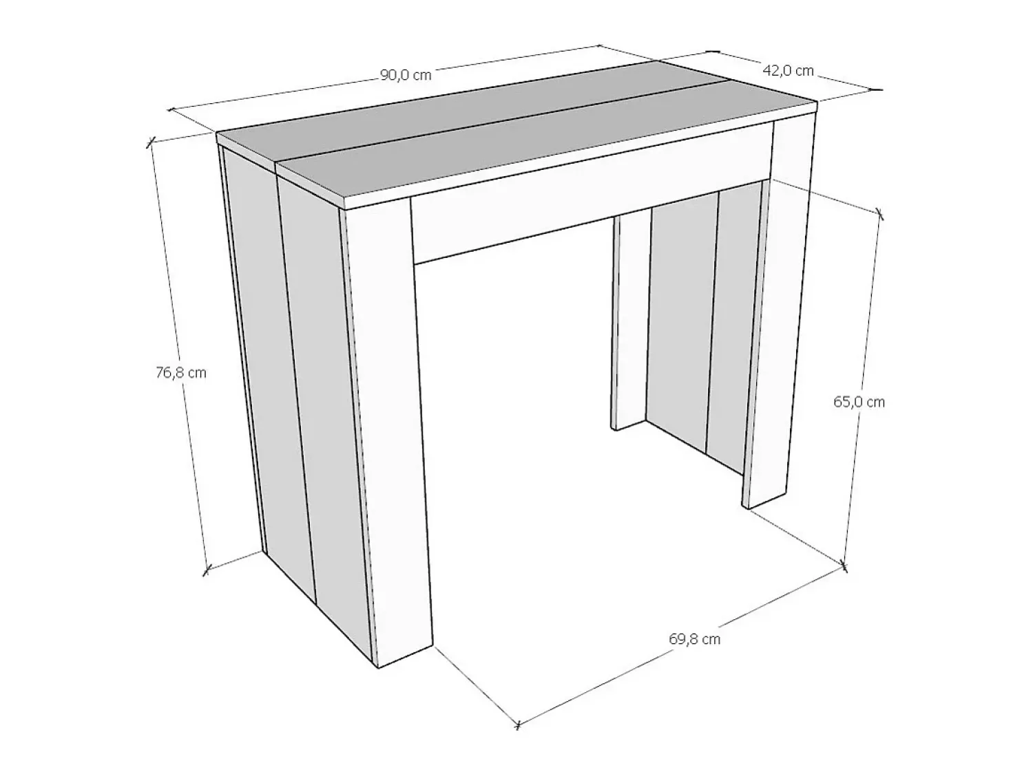 ITAMOBY Mesa consola extensível 90x42/198 cm Emy Small Antracite Espatulado^ Consola