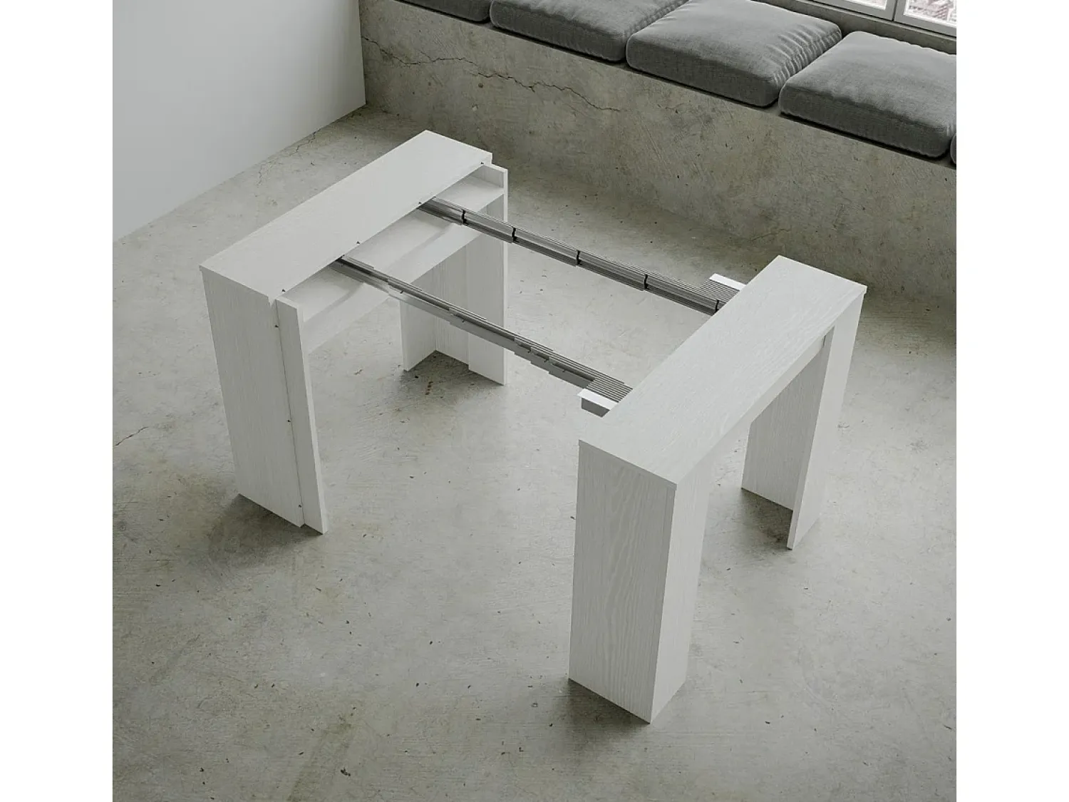 Consola*ITAMOBY Mesa consola extensível 90x48/308 cm Basic Cinza Branca Branco