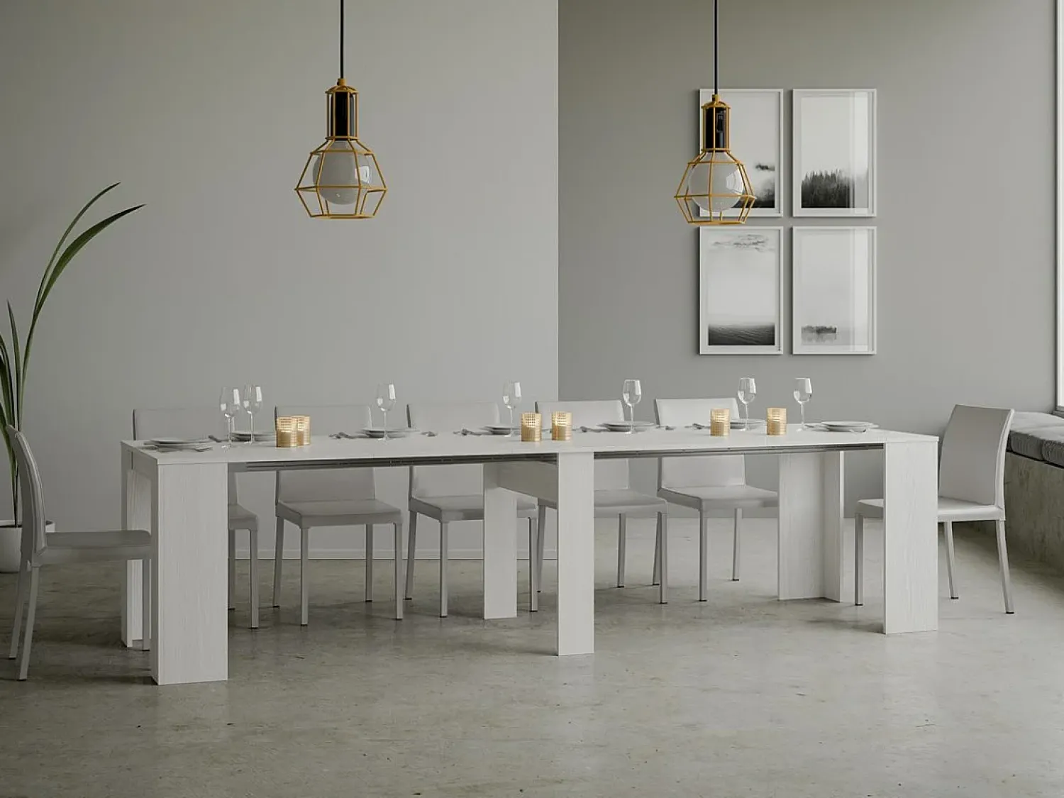 Consola*ITAMOBY Mesa consola extensível 90x48/308 cm Basic Cinza Branca Branco
