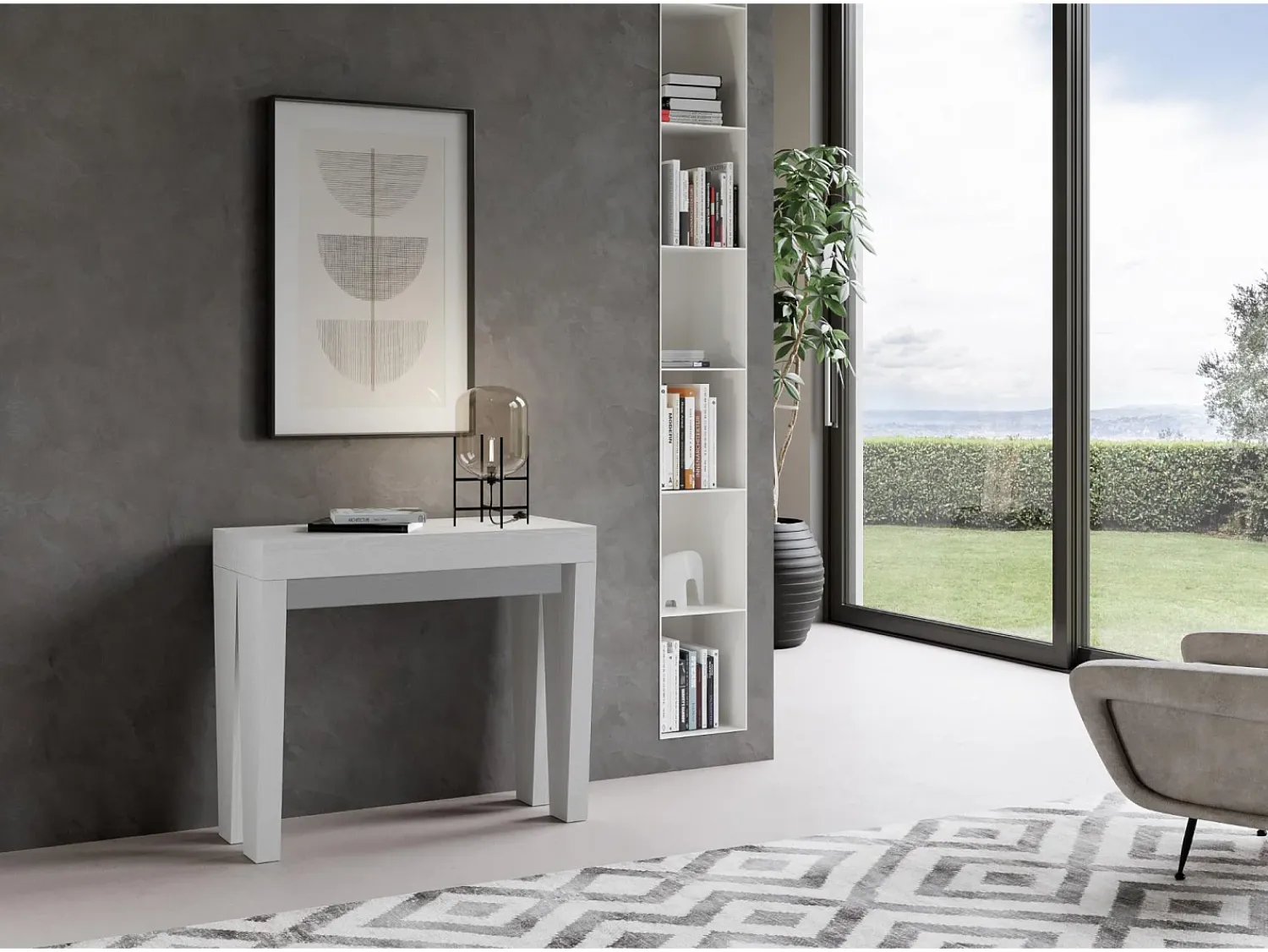 ITAMOBY Mesa consola extensível 90x40/300 cm Spimbo Cinza Branca^ Consola