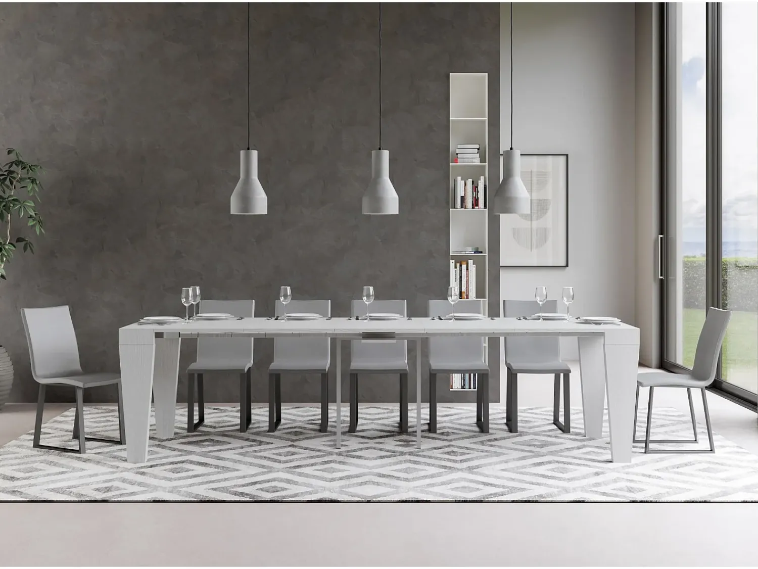 ITAMOBY Mesa consola extensível 90x40/300 cm Spimbo Cinza Branca^ Consola