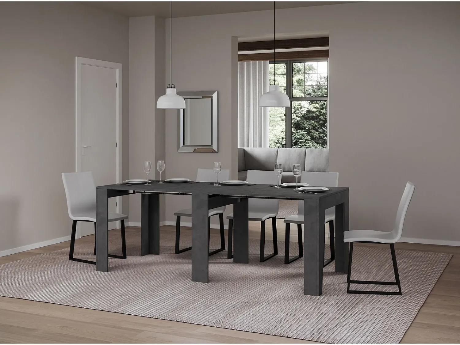 Consola|ITAMOBY Mesa consola extensível 90x25/181 cm Narrow Antracite Espatulado Cinzento