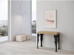 Discount ITAMOBY Mesa consola extensível 90x40/300 cm Paxon Carvalho Natural quadro Antracite Natural claro