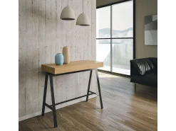 Online ITAMOBY Mesa consola extensível 90x40/196 cm Banco Small Carvalho Natural quadro Antracite Natural claro