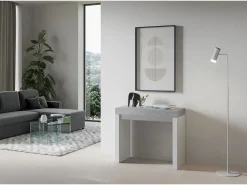 ITAMOBY Mesa consola extensível 90x40/300 cm Roxell Mix plano Cimento - estrutura Cinza Branca^ Consola