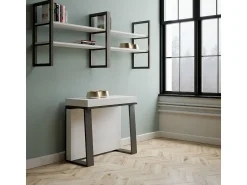 Outlet ITAMOBY Mesa consola extensível 90x40/288 cm Asia Cinza Branca quadro Antracite Branco