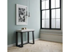 Outlet ITAMOBY Mesa consola extensível 90x40/288 cm Asia Cinza Branca quadro Antracite Branco