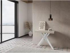 Consola*Ityhome Mesa consola extensível 90x40/196 cm Krack Small caxemira pernas brancas Cinzento