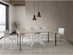 Consola*Ityhome Mesa consola extensível 90x40/196 cm Krack Small caxemira pernas brancas Cinzento