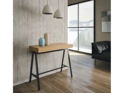 Consola*ITAMOBY Mesa consola extensível 90x40/300 cm Banco Carvalho Natural quadro Antracite Natural claro