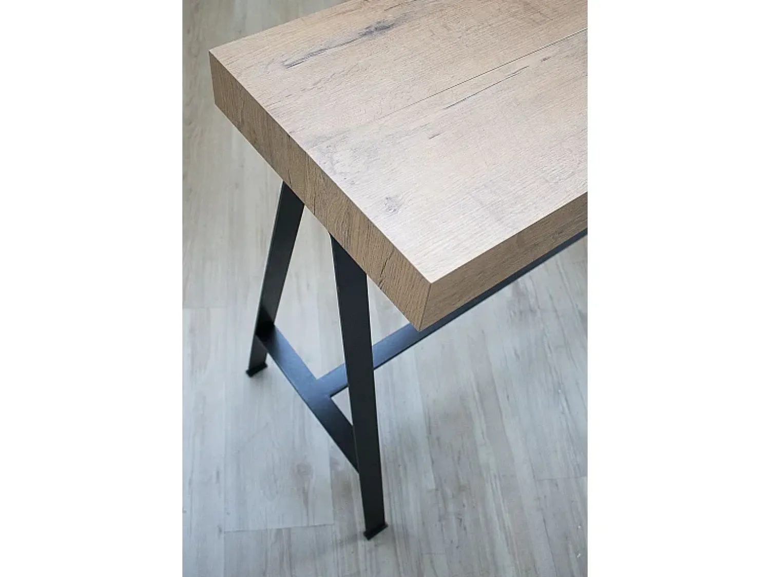 Consola*ITAMOBY Mesa consola extensível 90x40/300 cm Banco Carvalho Natural quadro Antracite Natural claro