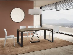 Consola|Ityhome Mesa consola extensível 90x40/196 cm Sketa Small tortora quadro antracite Castanho