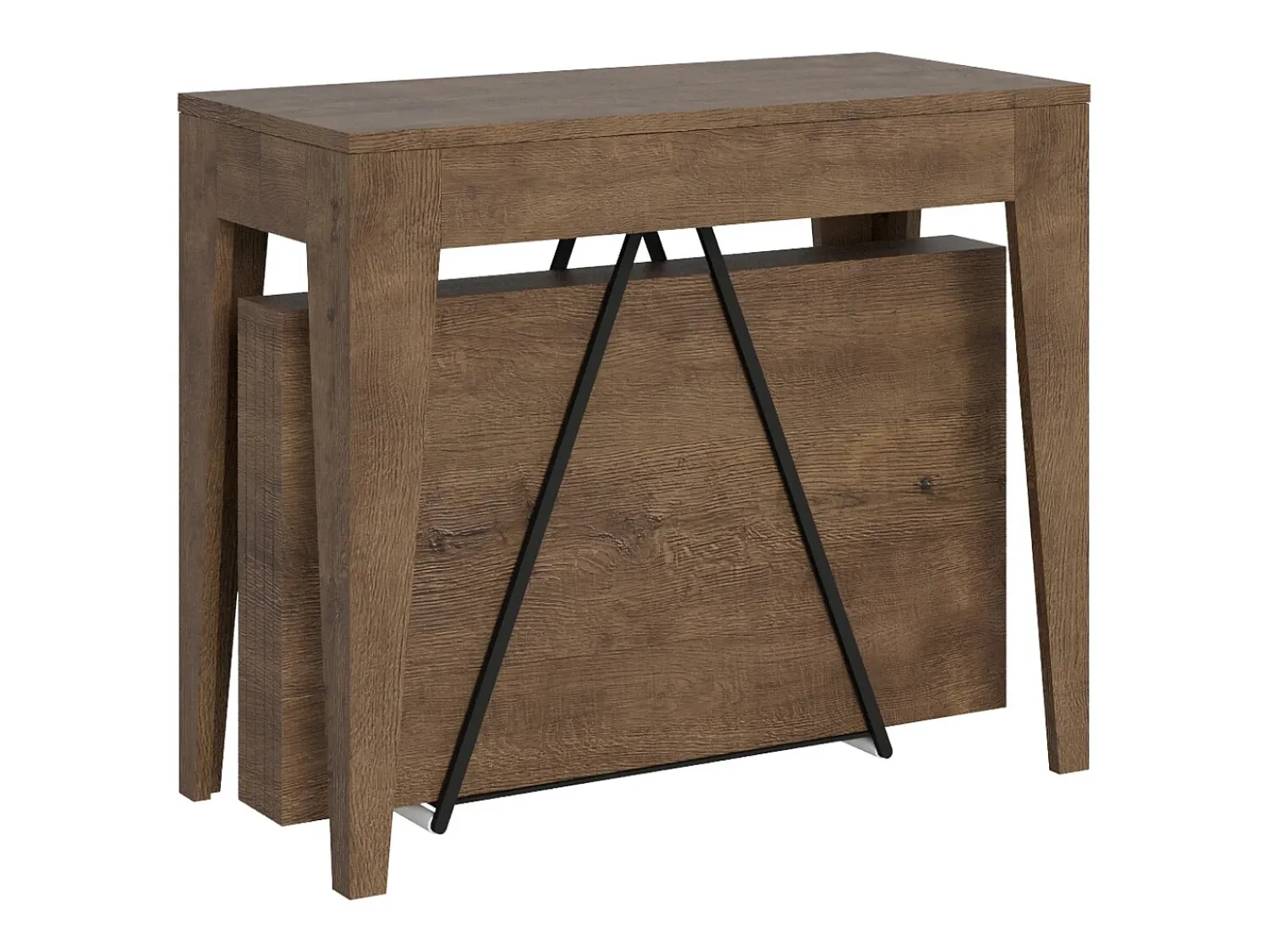 Consola|Ityhome Mesa consola extensível 90x42/198 cm Zima Small nogueira Castanho