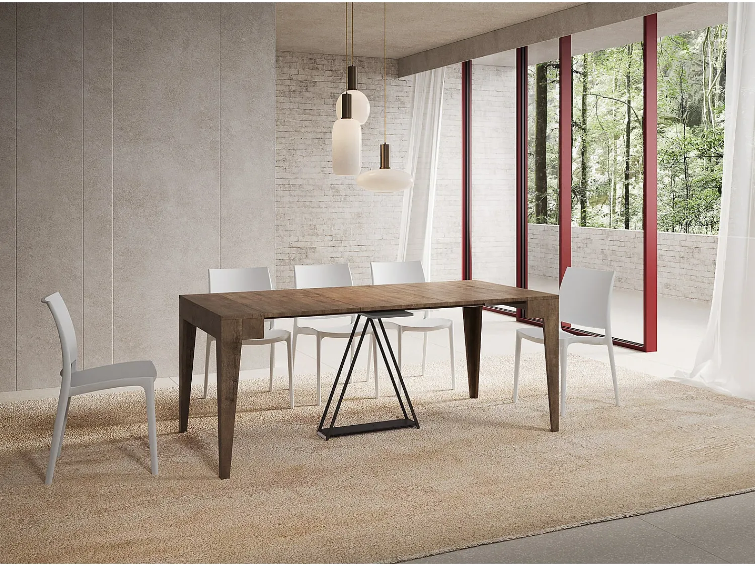 Consola|Ityhome Mesa consola extensível 90x42/198 cm Zima Small nogueira Castanho