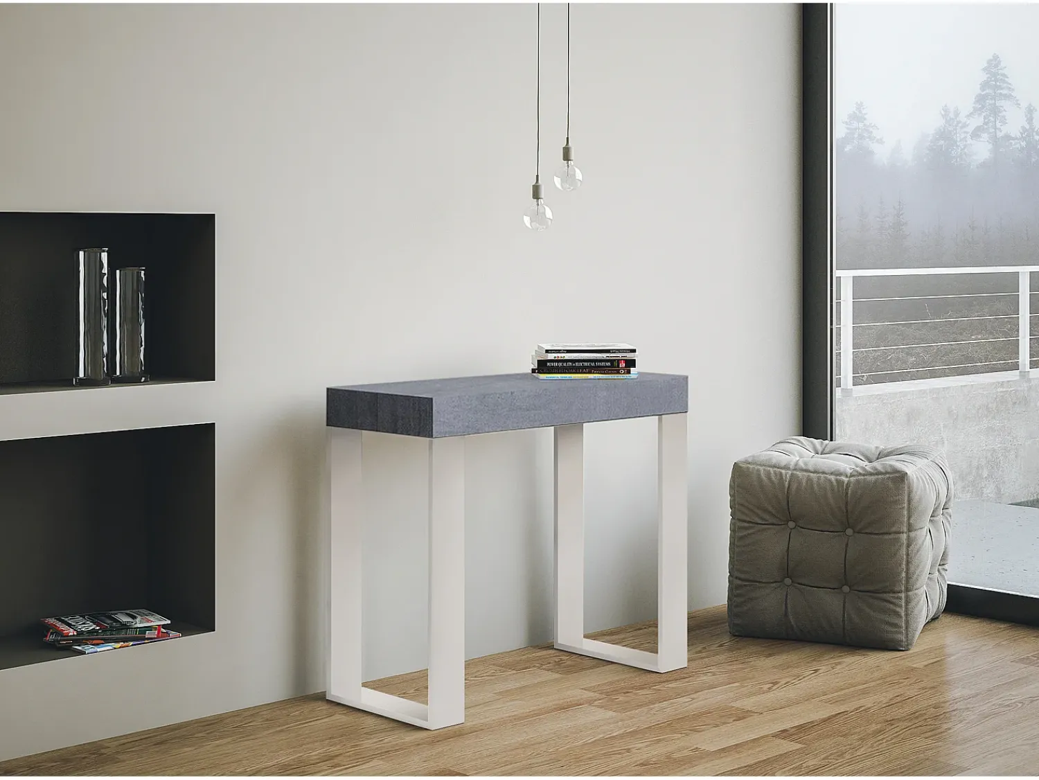 Sale ITAMOBY Mesa consola extensível 90x40/300 cm Tecno Nogueira quadro Branco Castanho