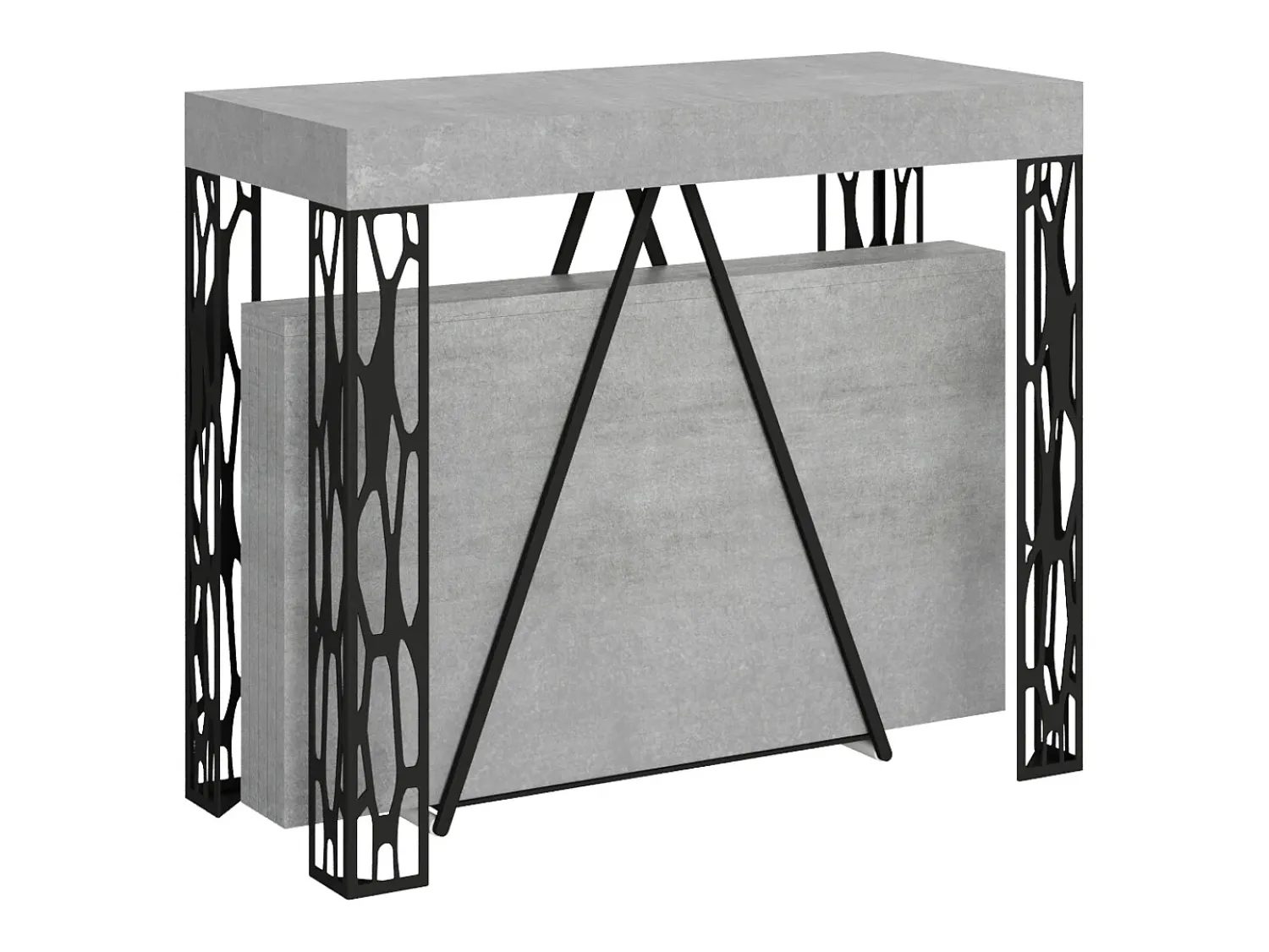 Ityhome Mesa consola extensível 90x40/300 cm Kerpa cimento quadro antracite^ Consola