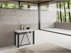 Consola*Ityhome Mesa consola extensível 90x40/196 cm Tiris Small cinza branca quadro antracite Branco