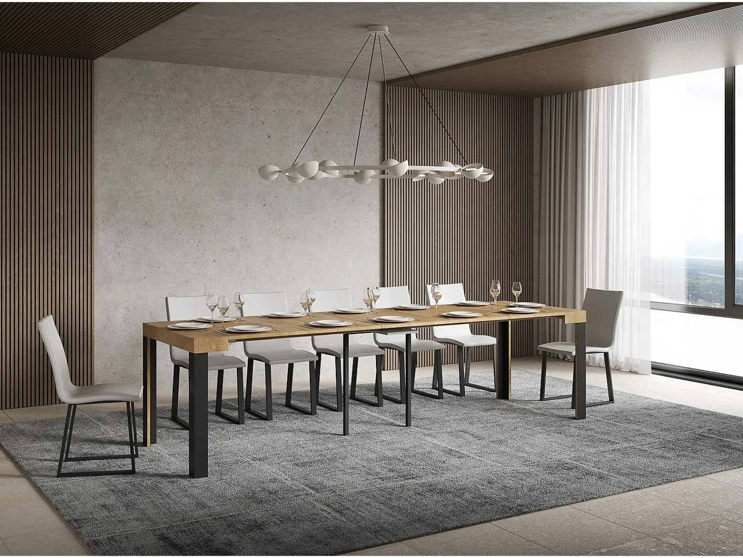Consola|ITAMOBY Mesa consola extensível 90x40/196 cm Linea Small Carvalho Natural quadro Antracite Natural claro