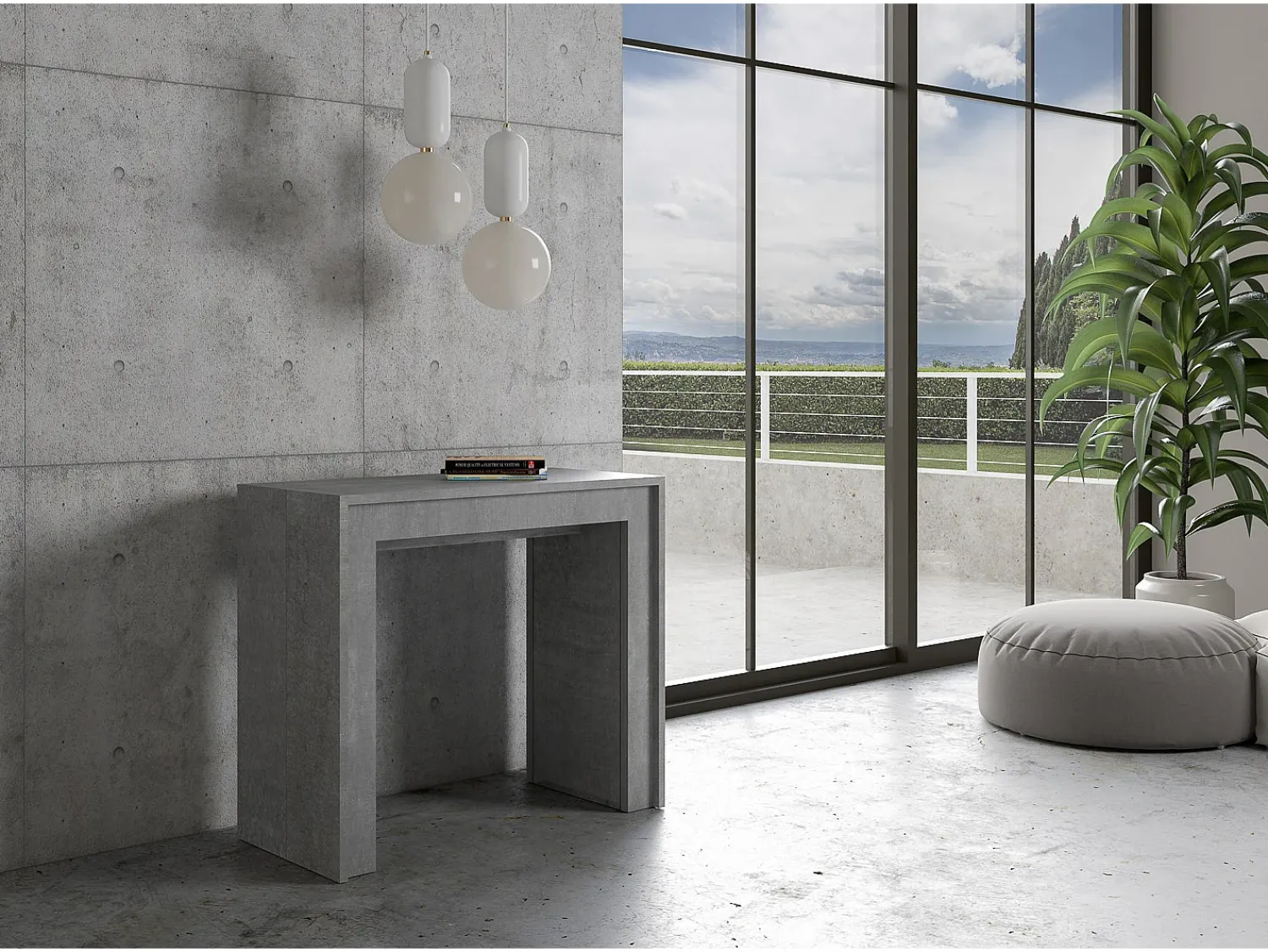 Consola*ITAMOBY Mesa consola extensível 90x42/198 cm Mia Small Cimento Cinzento