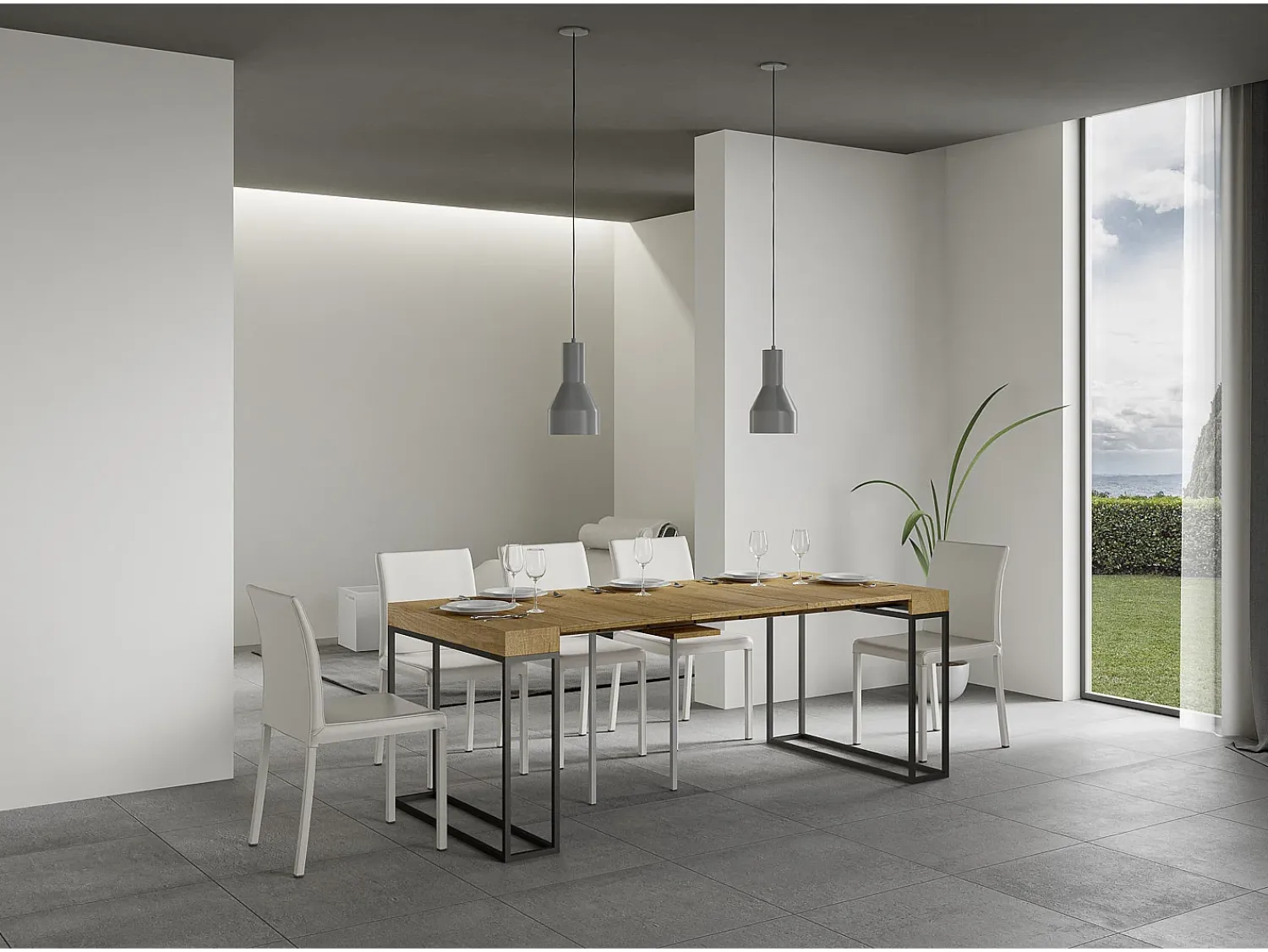 Consola|ITAMOBY Mesa consola extensível 90x40/196 cm Epoca Small Carvalho Natural quadro Antracite Natural claro