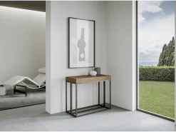 Sale ITAMOBY Mesa consola extensível 90x40/196 cm Epoca Small Nogueira quadro Antracite Natural escuro