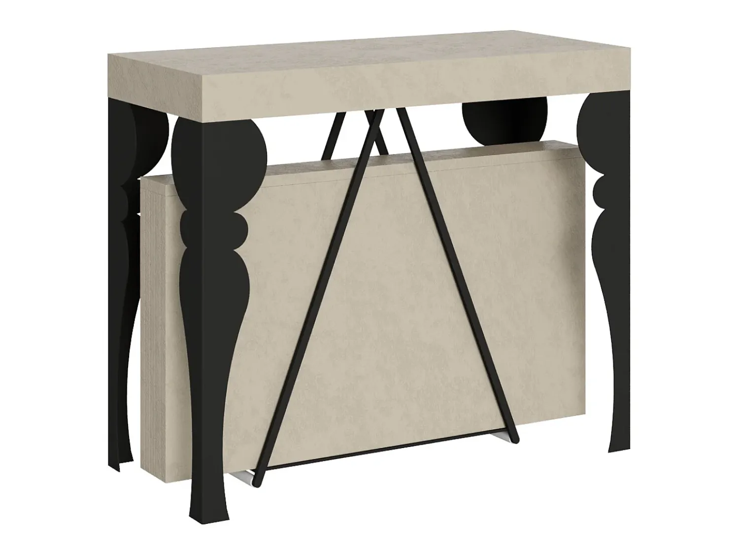 Consola|Ityhome Mesa consola extensível 90x40/196 cm Riza Small caxemira quadro antracite Cinzento