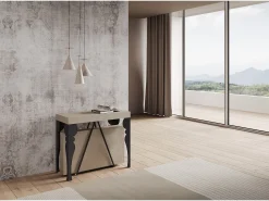 Consola|Ityhome Mesa consola extensível 90x40/196 cm Riza Small caxemira quadro antracite Cinzento