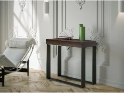 Outlet ITAMOBY Mesa consola extensível 90x40/300 cm Elettra Nogueira quadro Antracite Natural escuro