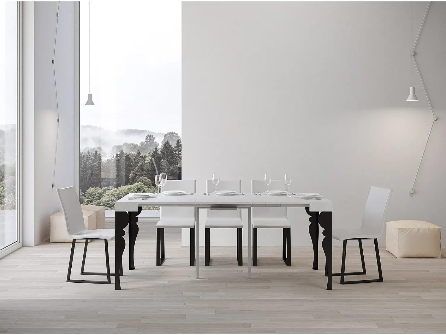 Consola|ITAMOBY Mesa consola extensível 90x40/300 cm Paxon Cinza Branca quadro Antracite Branco