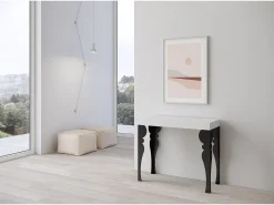 Consola|ITAMOBY Mesa consola extensível 90x40/300 cm Paxon Cinza Branca quadro Antracite Branco