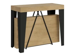 Clearance Ityhome Mesa consola extensível 90x40/196 cm Algo Small carvalho natural quadro antracite Castanho
