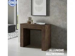 Consola*ITAMOBY Mesa consola extensível 90x49/307 cm Extra Nogueira extensões internas Natural escuro