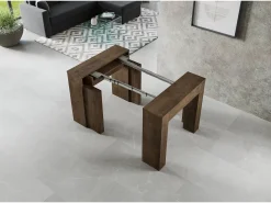 Consola*ITAMOBY Mesa consola extensível 90x49/307 cm Extra Nogueira extensões internas Natural escuro
