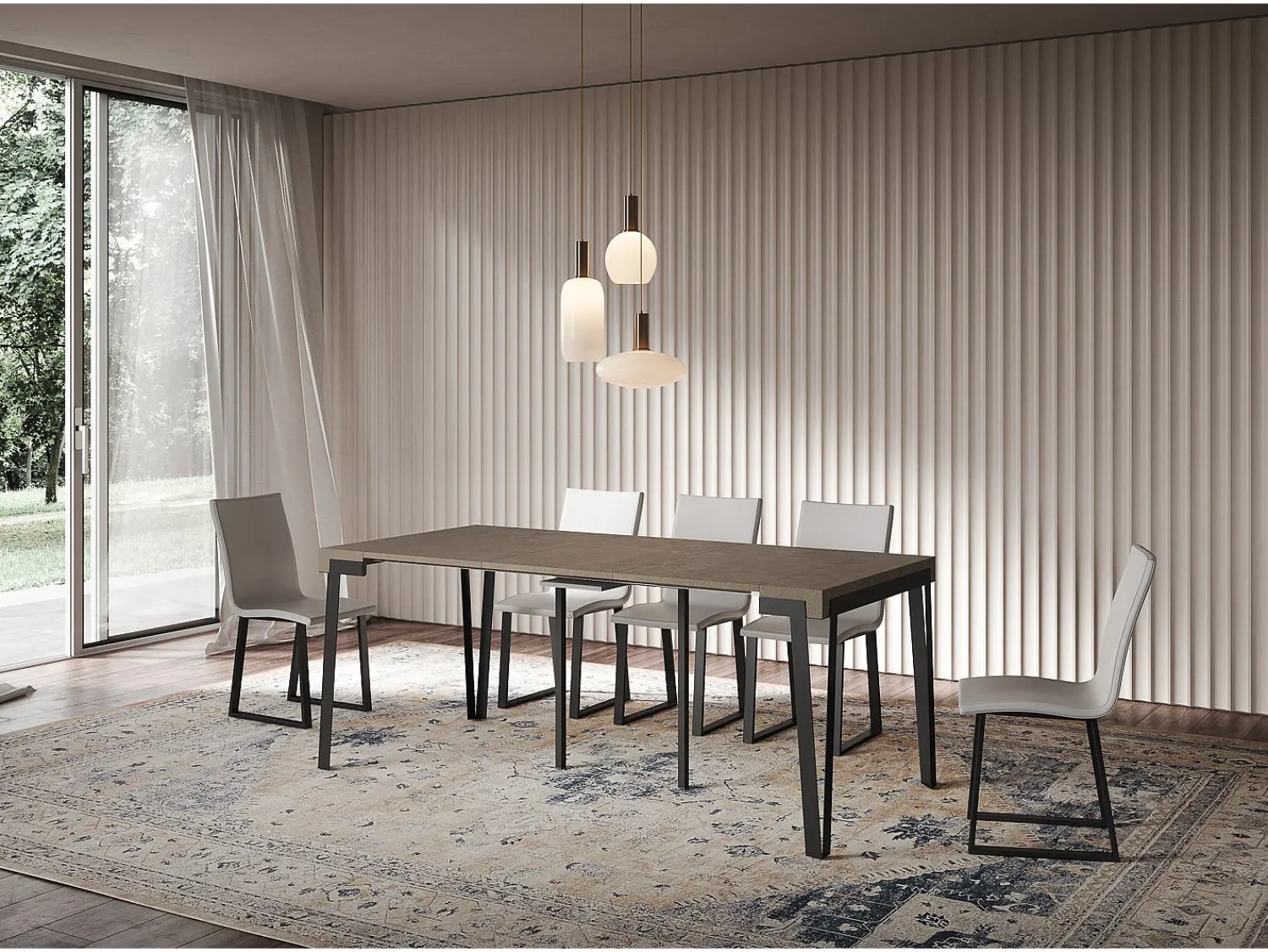 Consola*ITAMOBY Mesa consola extensível 90x40/300 cm Rio Tortora quadro Antracite Castanho