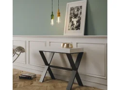 Consola*ITAMOBY Mesa consola extensível 90x40/196 cm Xenia Small Cinza Branca quadro Antracite Branco