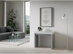 Outlet ITAMOBY Mesa consola extensível 90x40/196 cm Roxell Mix Small plano Cinza Branca - estrutura Cimento Cinzento / Branco