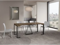 Consola*Ityhome Mesa consola extensível 90x40/196 cm Zamat Small nogueira quadro antracite Castanho