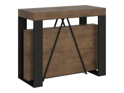 Consola*Ityhome Mesa consola extensível 90x40/196 cm Zamat Small nogueira quadro antracite Castanho