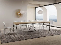 Consola|Ityhome Mesa consola extensível 90x40/300 cm Kerpa carvalho natural quadro antracite Castanho